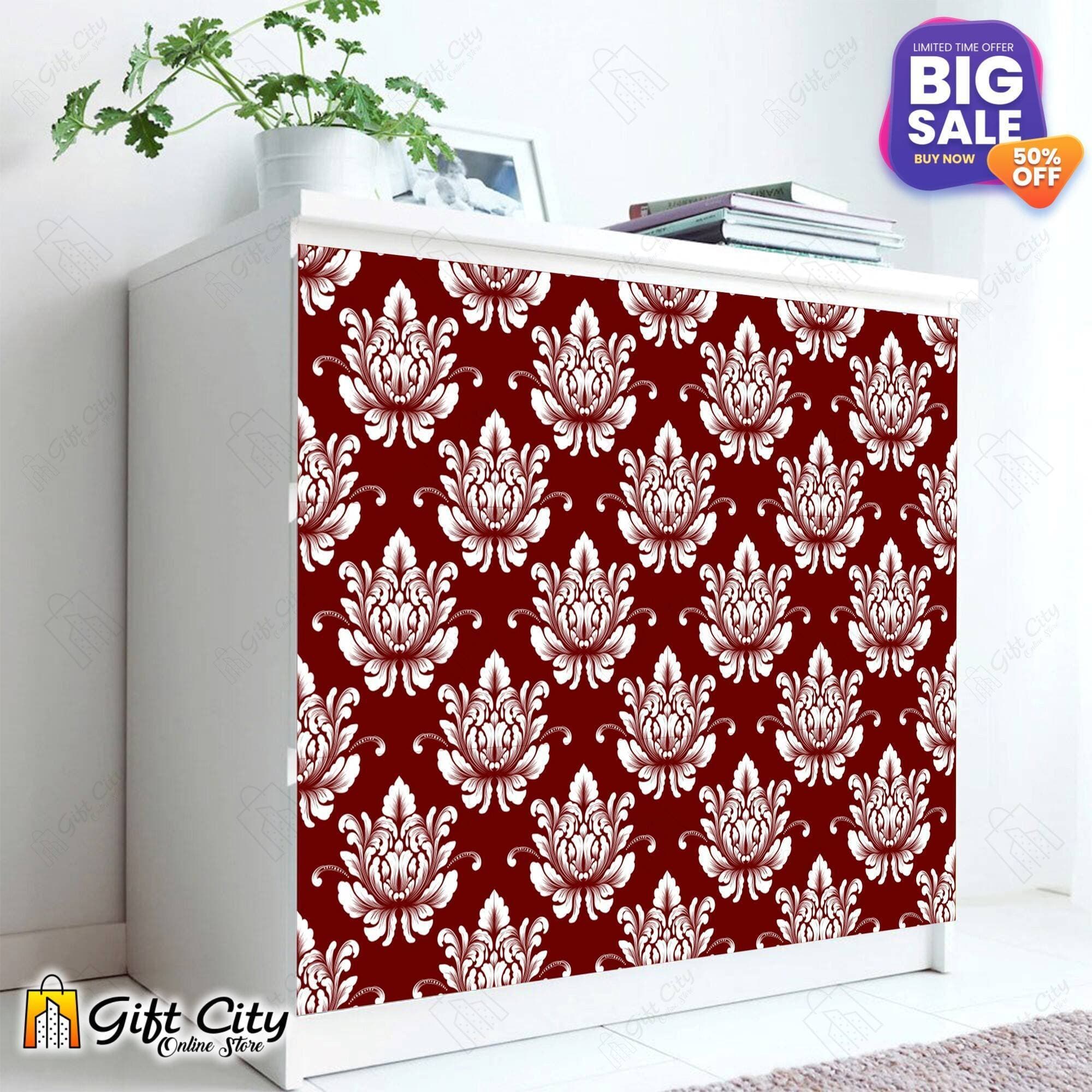 Tile Stickers Pack of 12 Pcs. 12x12 cm Brown and White Pattern