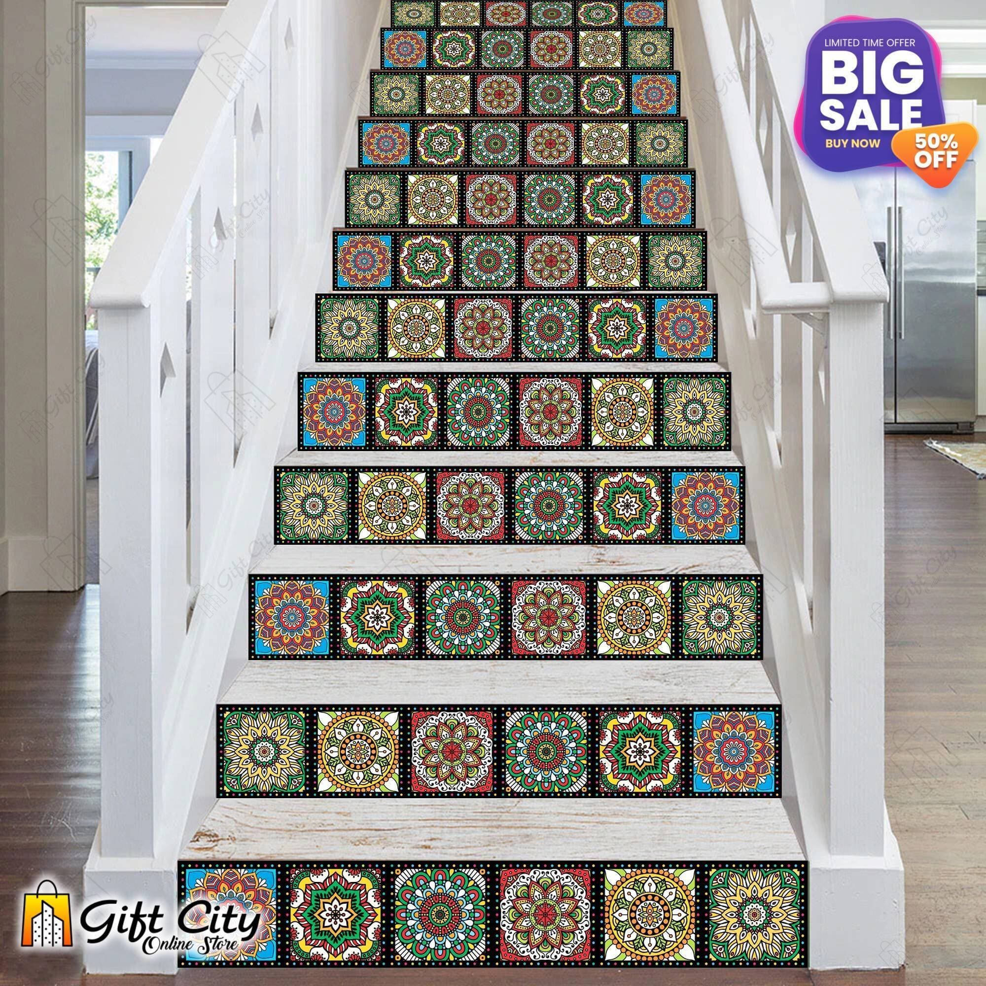 Tile Stickers Pack of 24 Pcs. 12x12 cm Colorful Mandala Pattern