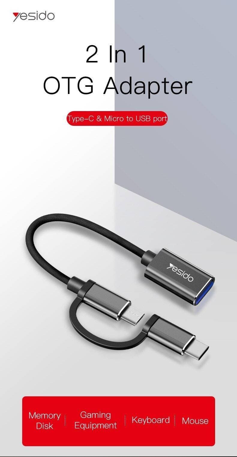 Yesido 2 In 1 OTG Adapter Type-C & Micro to USB Port