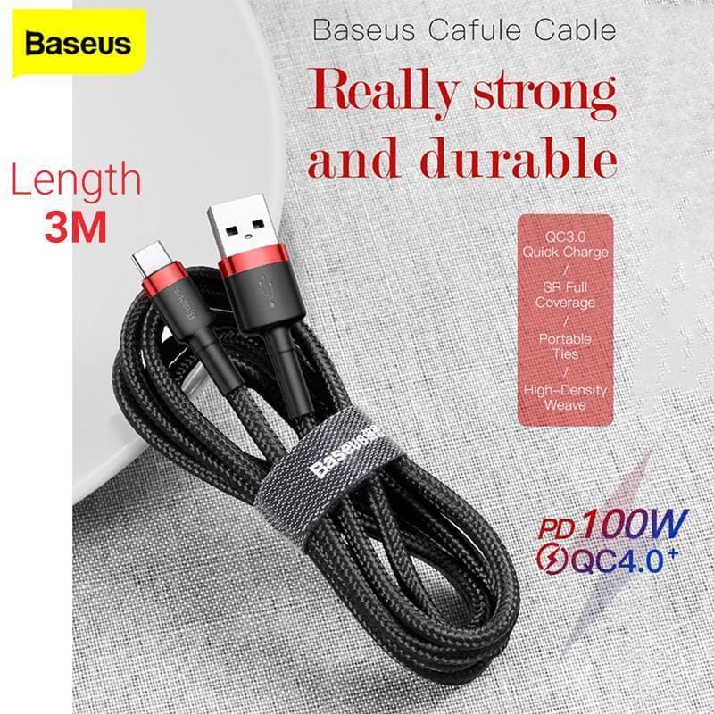Baseus USB Type C Cable 300cm For samsung Mi redmi Mobile Phone Cable Fast Charging USB Type-C Devices