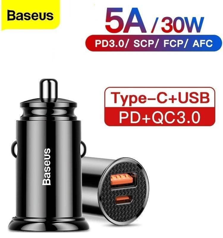Baseus 30W QC + PD Fast Car Charger Quick Charge 4.0