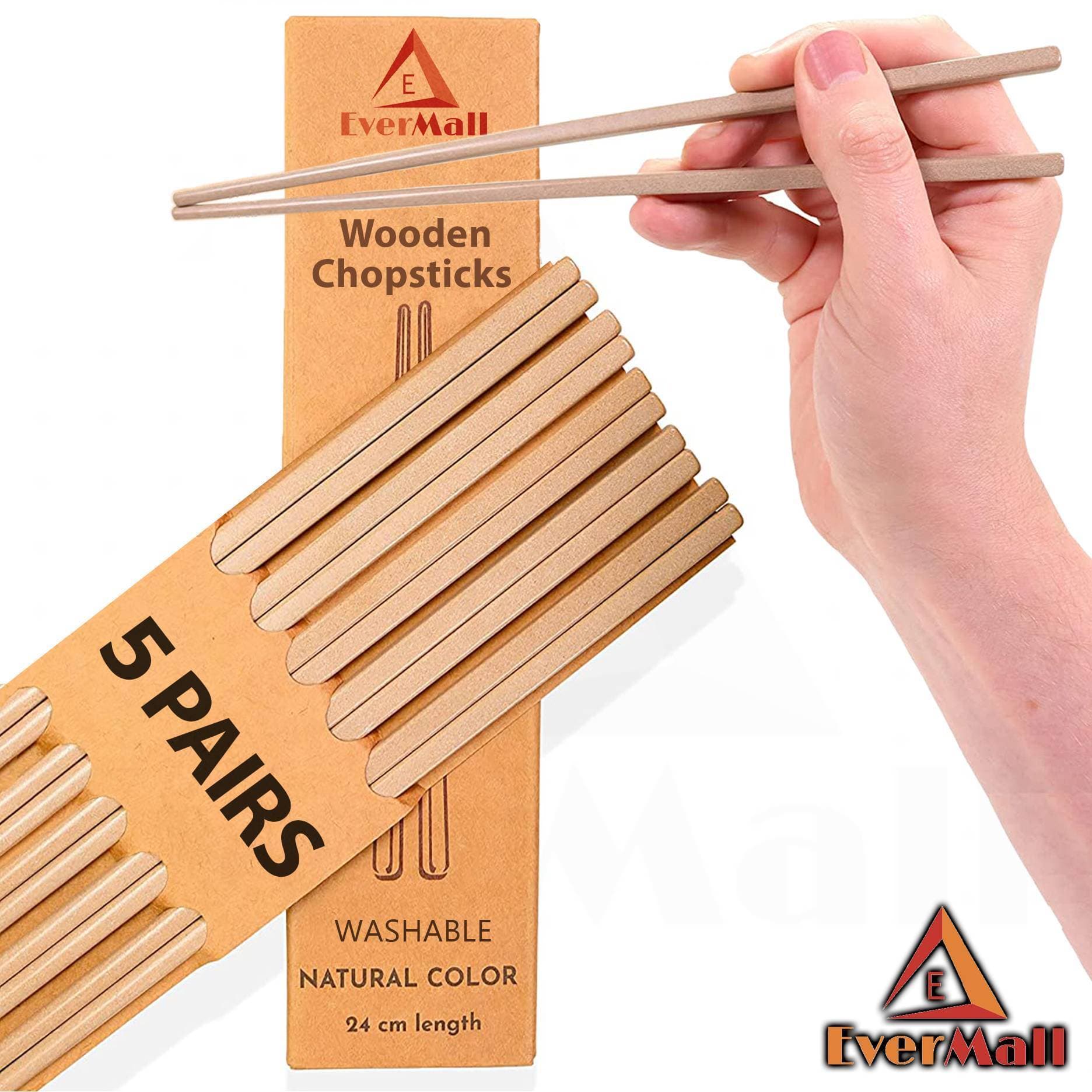 Chinese Style Natural Bamboo Reusable Chopstick - Pack Of 5 Pairs
