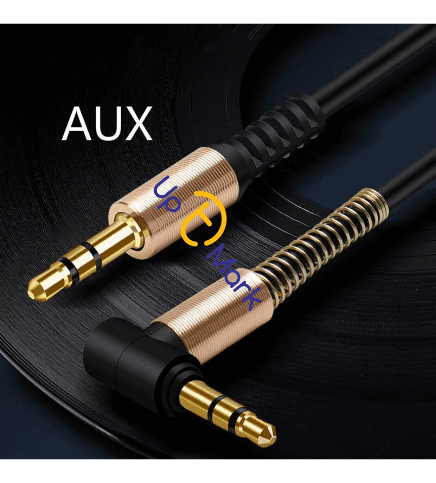 AUX Cable L-Shaped Spring 1.5 Meter 3.5mm Male to Male For Speakers