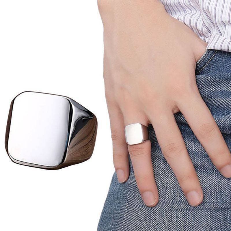 Titanium Signet Silver Rings