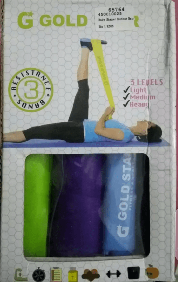Set Of Three 1.5 Meter Yoga Pilates Resistance Thera Bands For Exercise