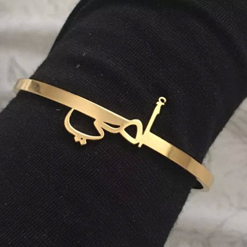 Custom Roman Design Made 24k Gold Plated Single Name Bangle Gift Item