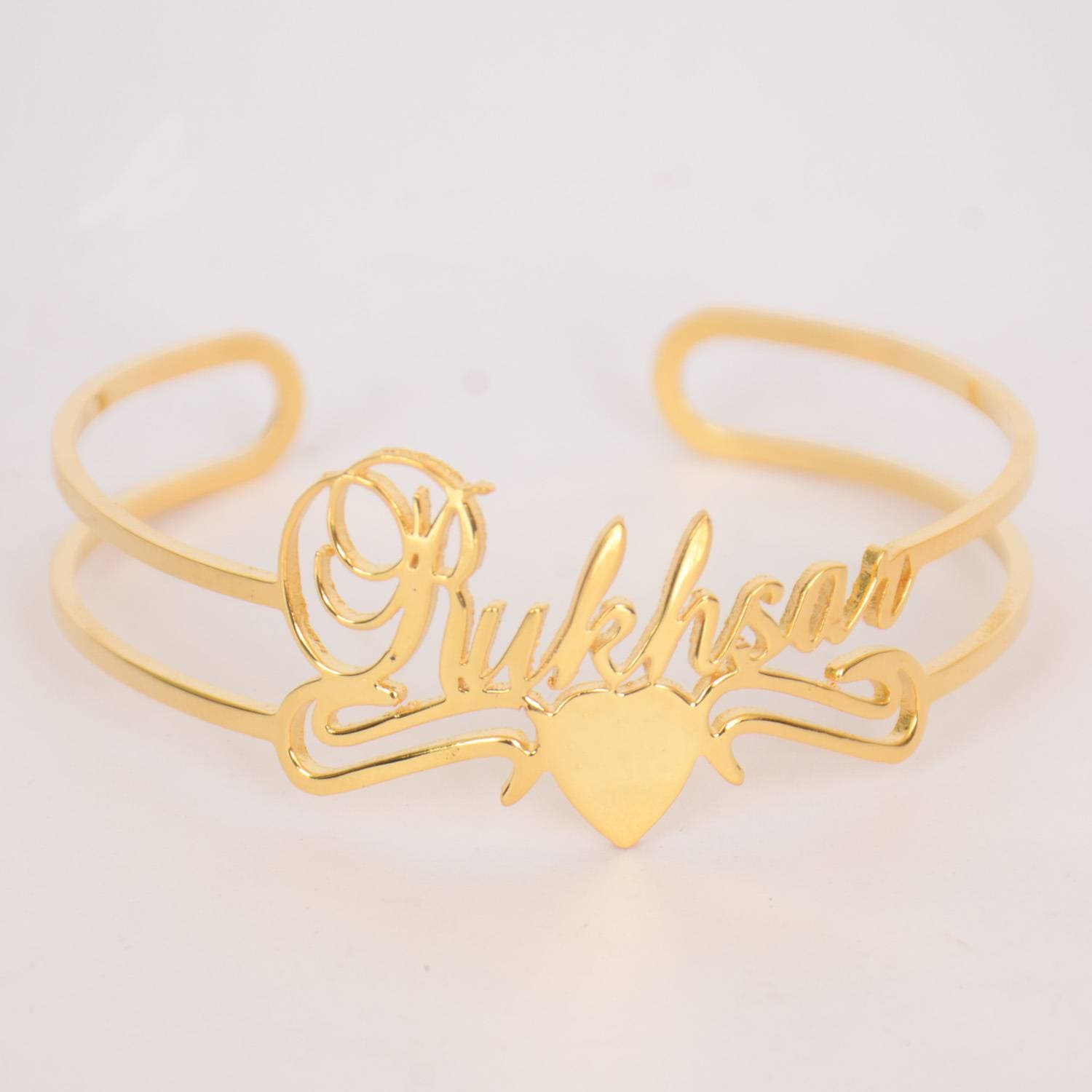 Custom Name/Heart/Unique Design Made 24k Gold Plated Name Bangle Gift Item