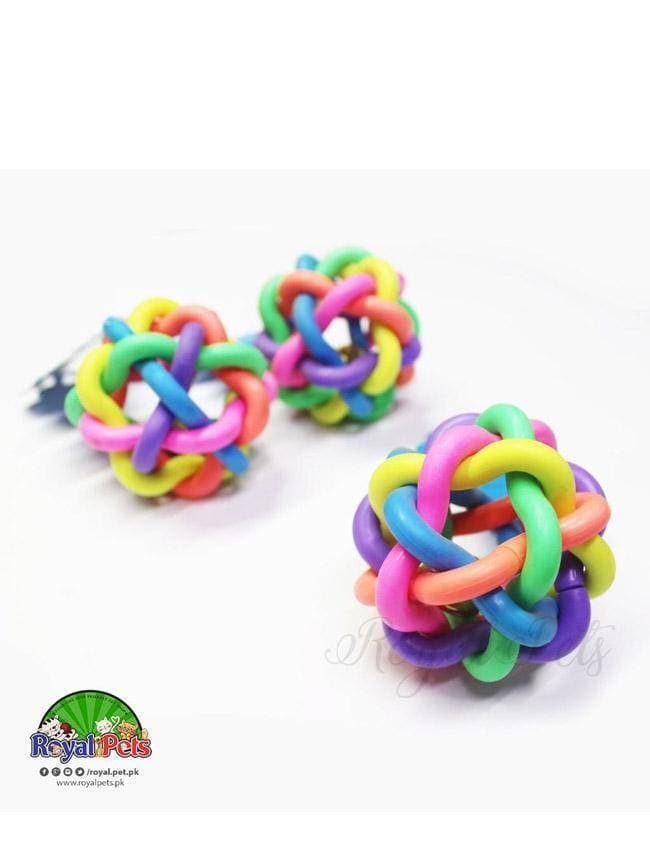 Woven Rainbow Color Rubber Bell Ball