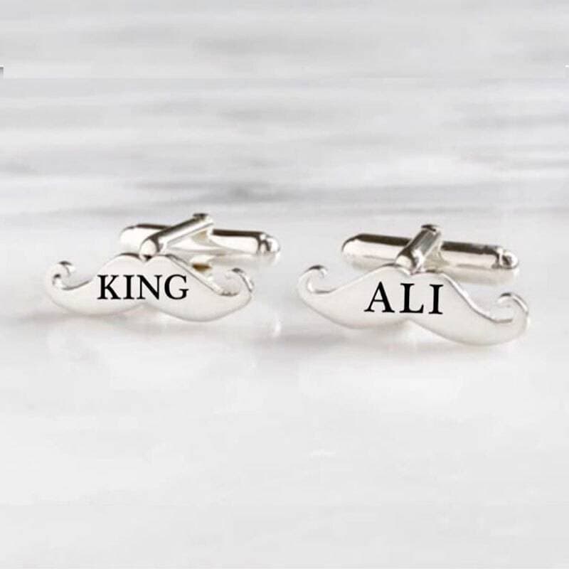 Customized Engraved Name Cufflinks Silver Gift Set For Men Gift Item