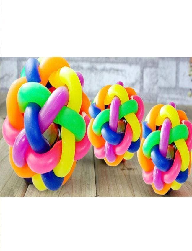 Woven Rainbow Color Rubber Bell Ball