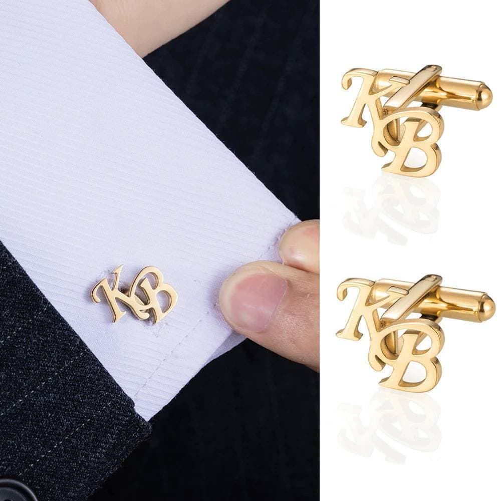 Customized Name Cufflinks Two Alphabets Gift Set For Men Gift Item