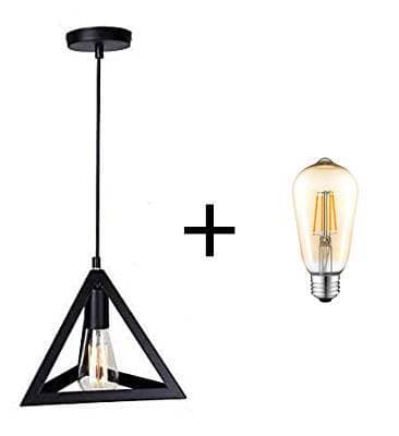 Triangular Metal Hanging Ceiling Light Fixtures With Bulb