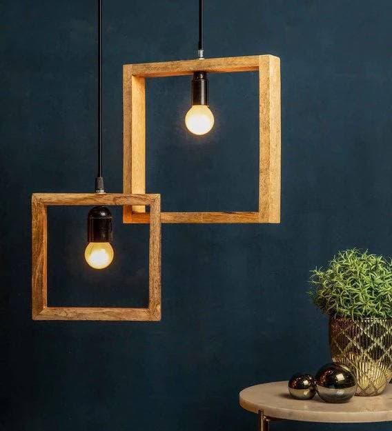 Wooden Bulb hanging ceiling light fixture for living room