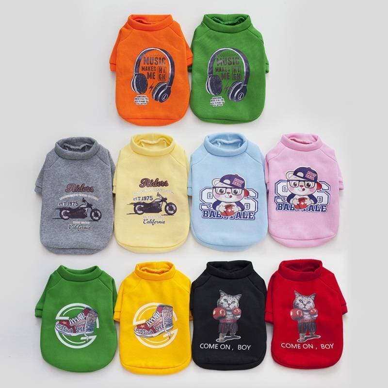 LM Imported - Fleece Sweat Shirt Warm Clothes for Cats, Kitten, Puppies and Small Breed Dog - Easily Washable, Comfortable and Adjustable -Multicolor