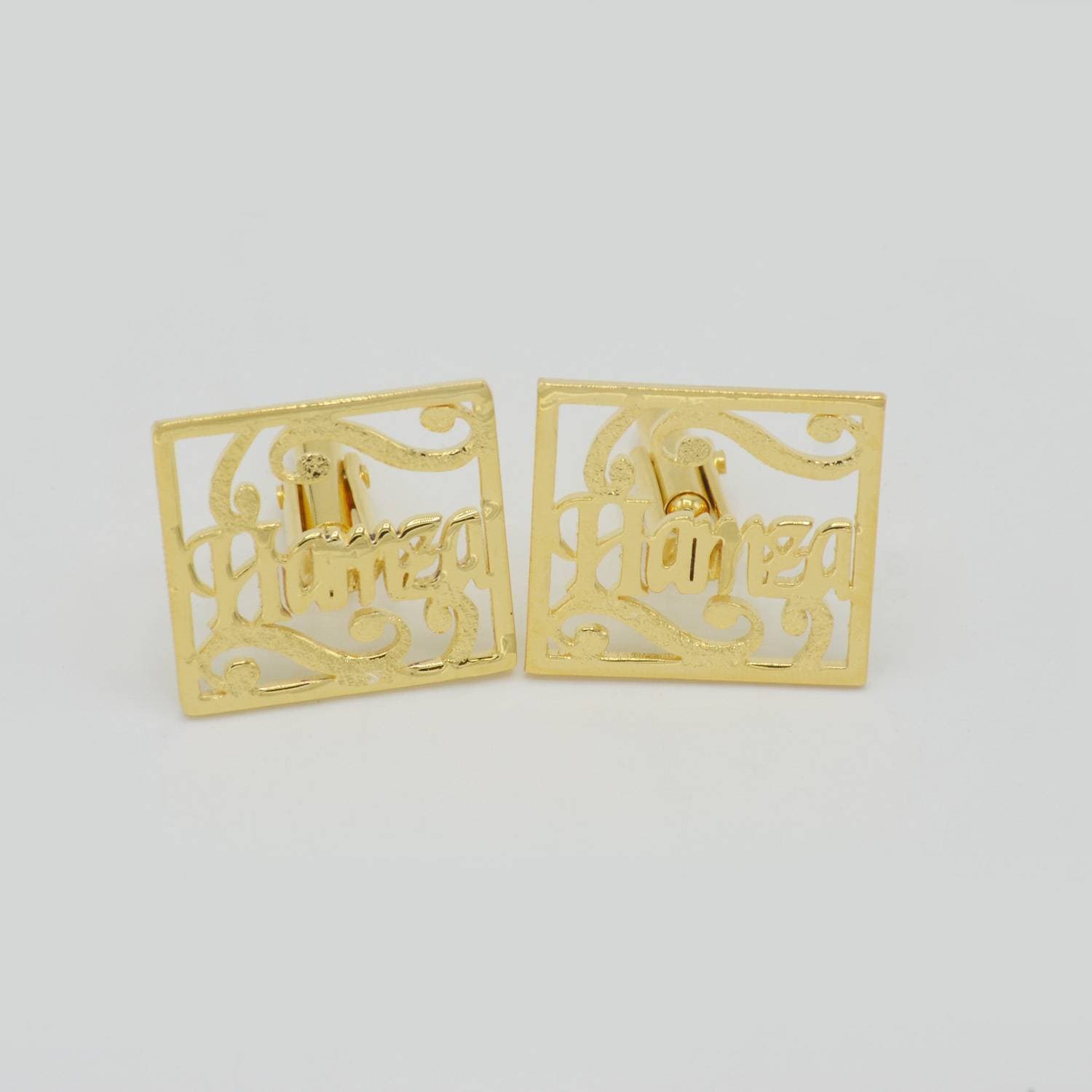 Customized Name/Unique Design 24K Gold Plated Cufflinks - Shabnam Work Cufflinks - Gift Set For Men Gift Item
