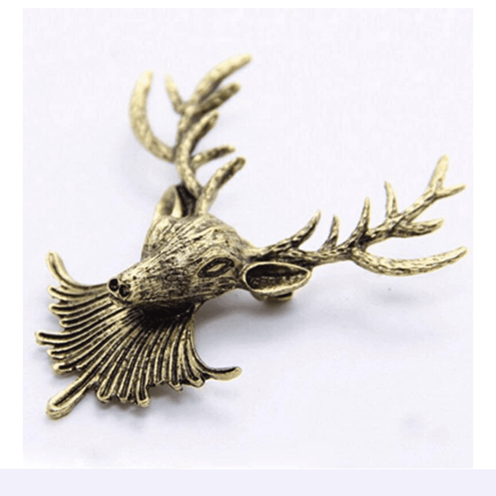 Antlers Head Brooch