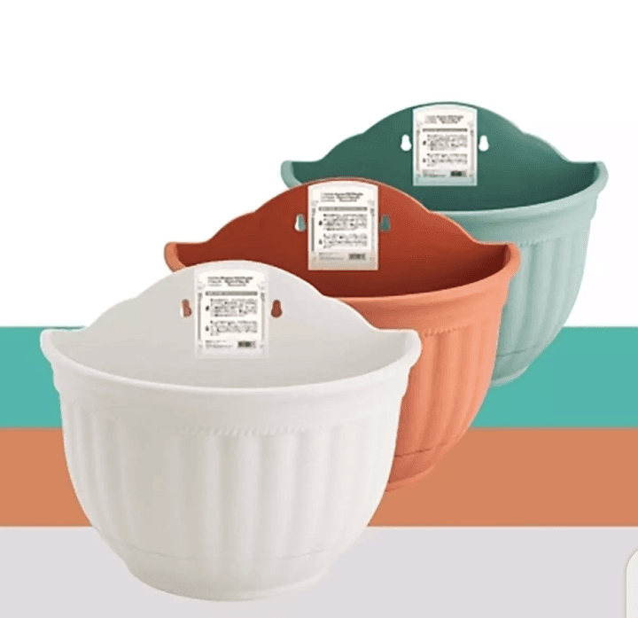 3 Pieces Plastic Flower Pots Planters Wall Mounted Baskets Ornament Home Garden Decoration