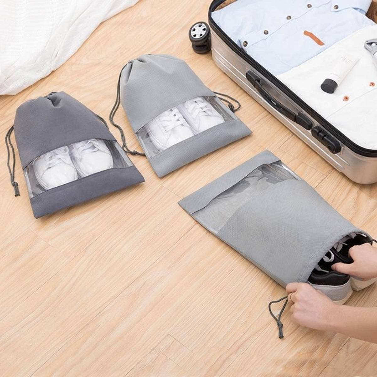 Travel Shoes Storage Bag With Clear Window - Pack Of 12