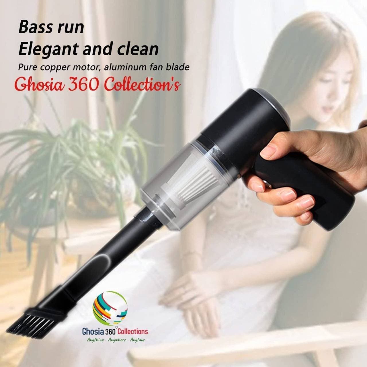 2 in 1 USB Rechargeable Wireless Car Vacuum Cleaner Dust Collector Cordless Automobile Vacuum With LED Light
