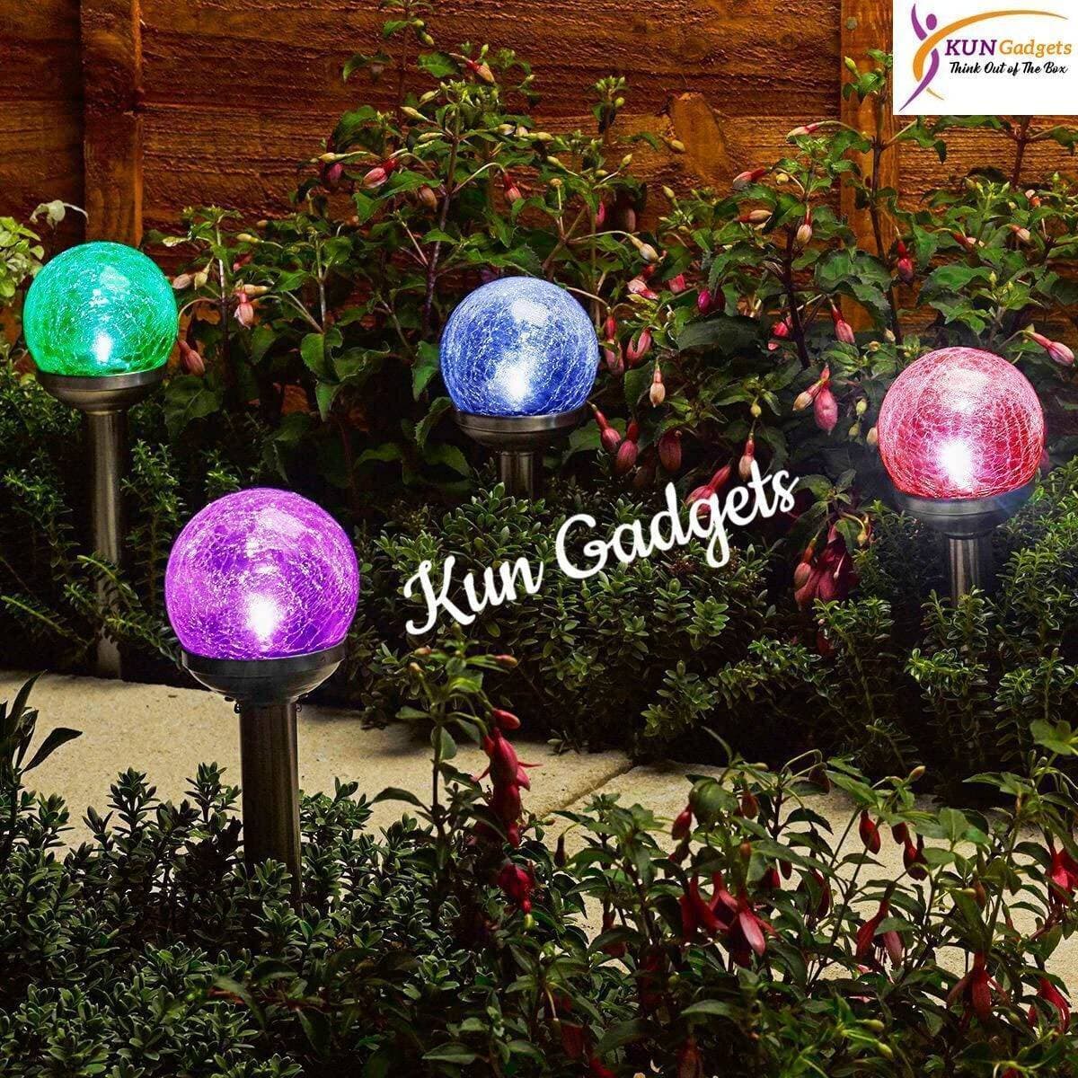 Solar Lights Outdoor Yard Decoration, Cracked Glass Ball Dual LED Garden Lights,