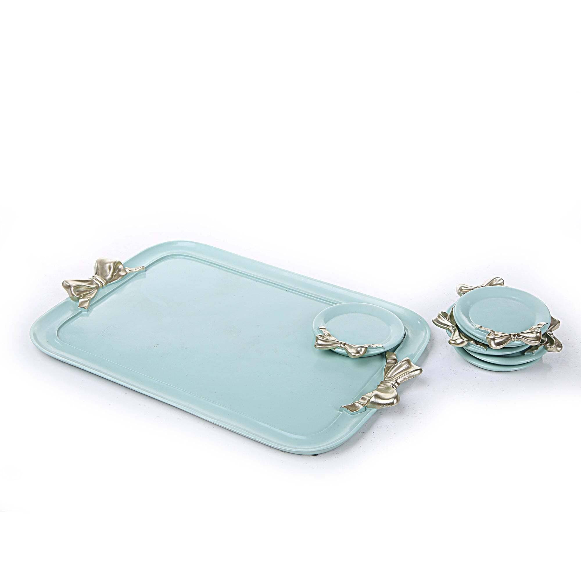 Green Knot Tray With Coasters
