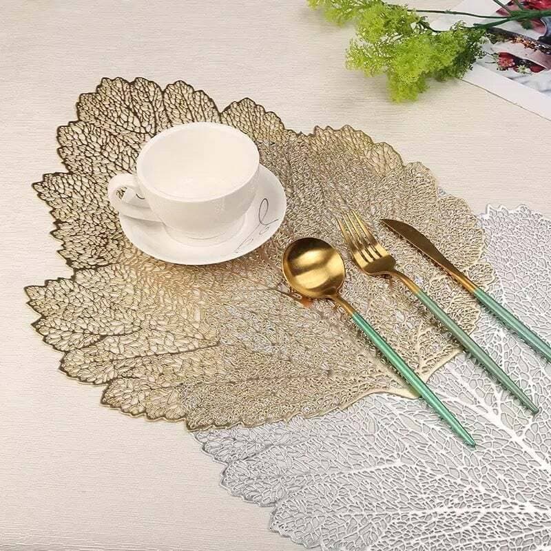 Golden Leaf Design Place Mat (Set Of 2)