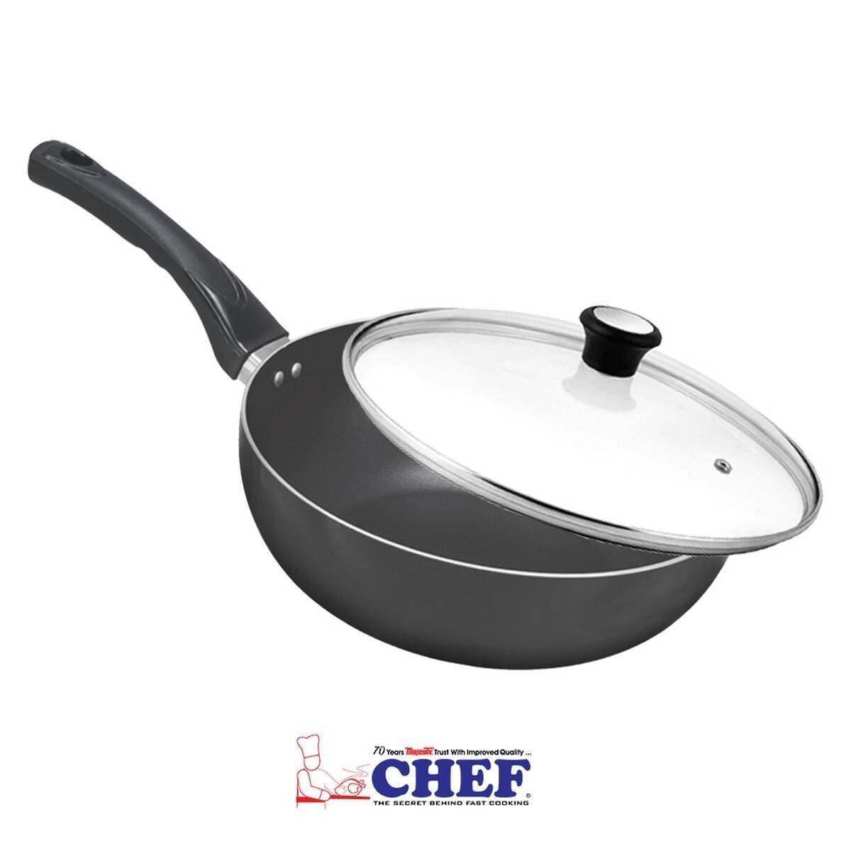 Chef Nonstick Deep Frying Pan With Glass Lid - 26 Cm