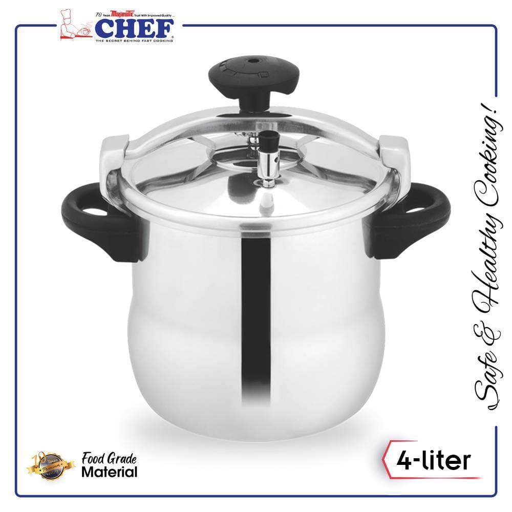 Chef 4 Liter Aluminum Pressure Cooker With Mirror Polish 1505