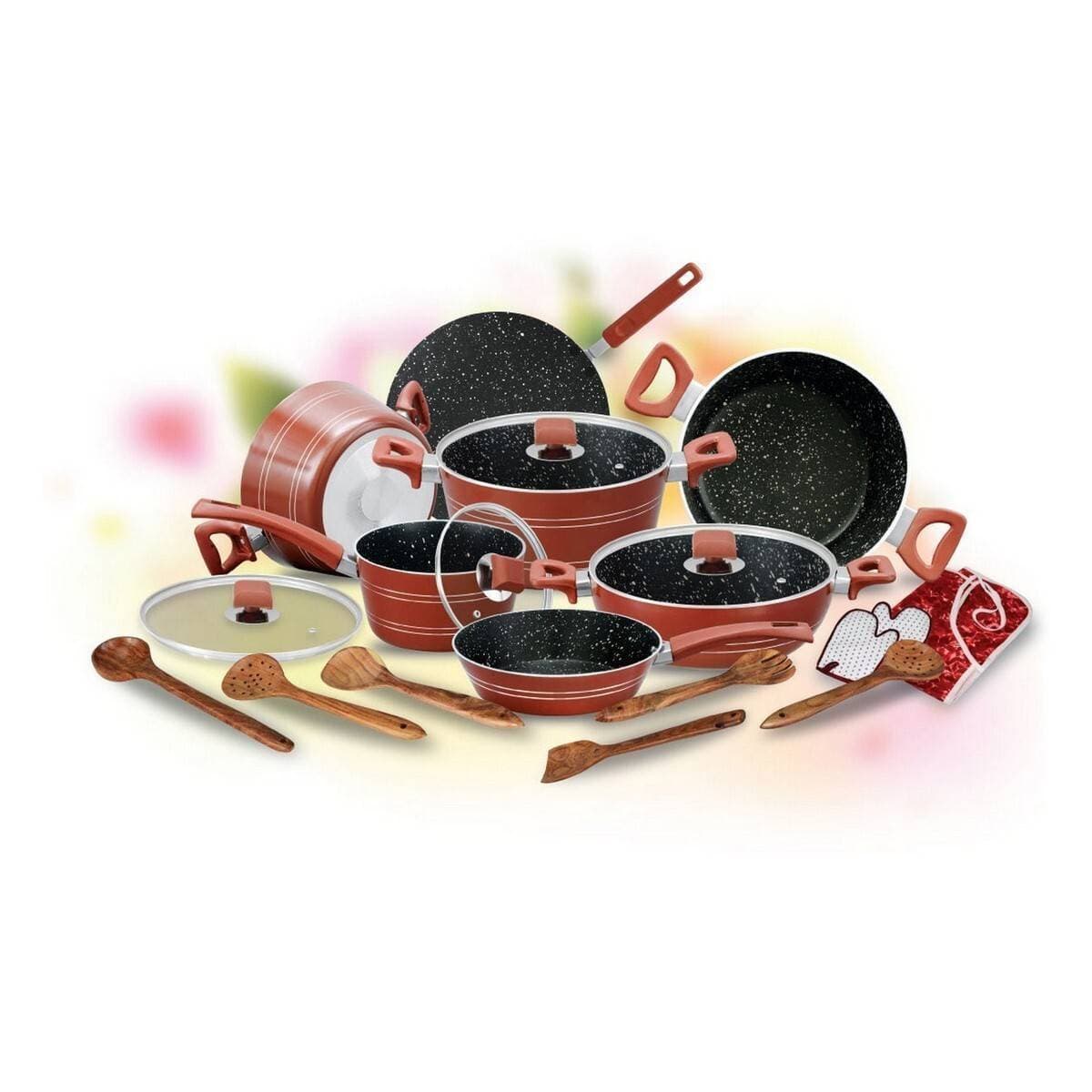 Chef Non Stick Marble Coating Tapper Series Gift Set 21 Pcs