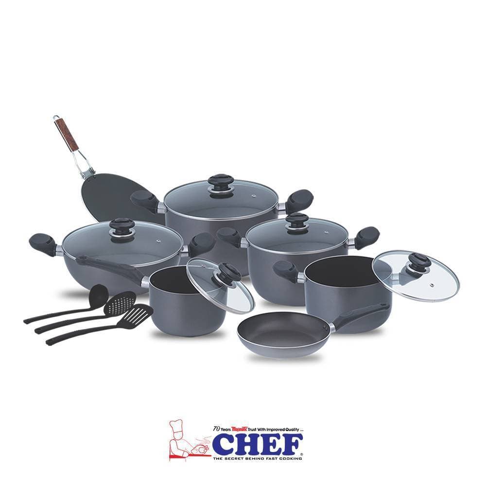 Chef 15 Pieces Non-Stick Cookware Set With Glass Lid - Ns-323