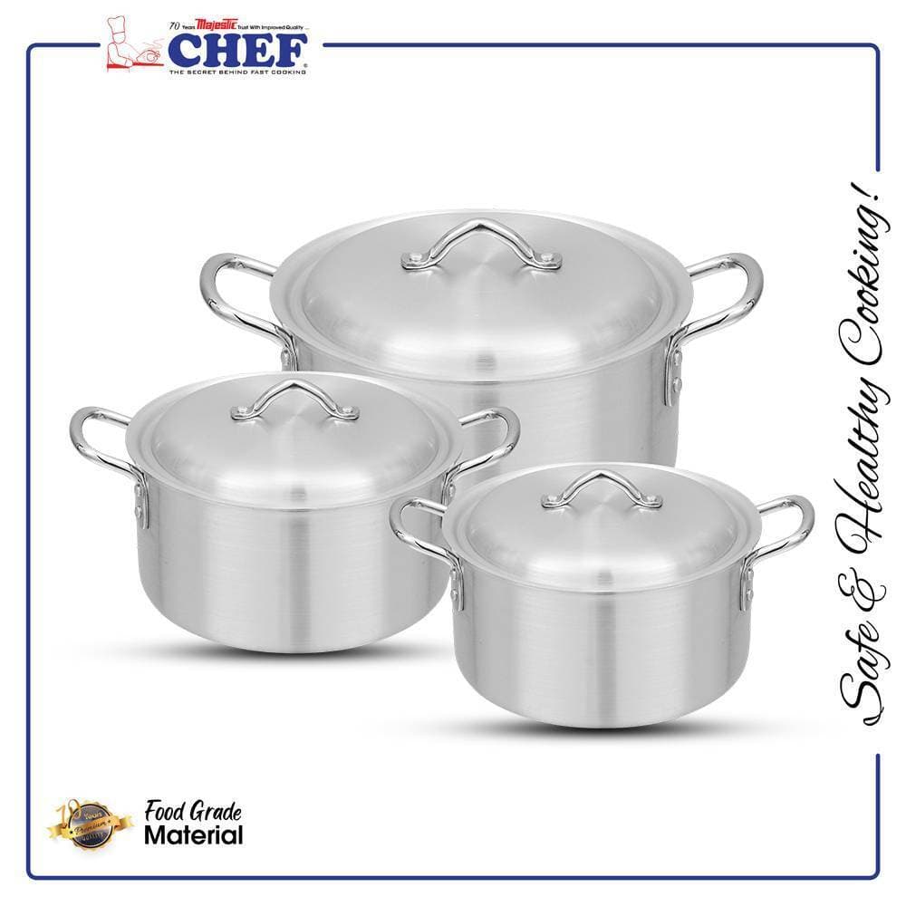 Chef Casserole/Patila/Deghcha/Cooking Pan Set 3 Piece 36cm To 40cm - Mf-104