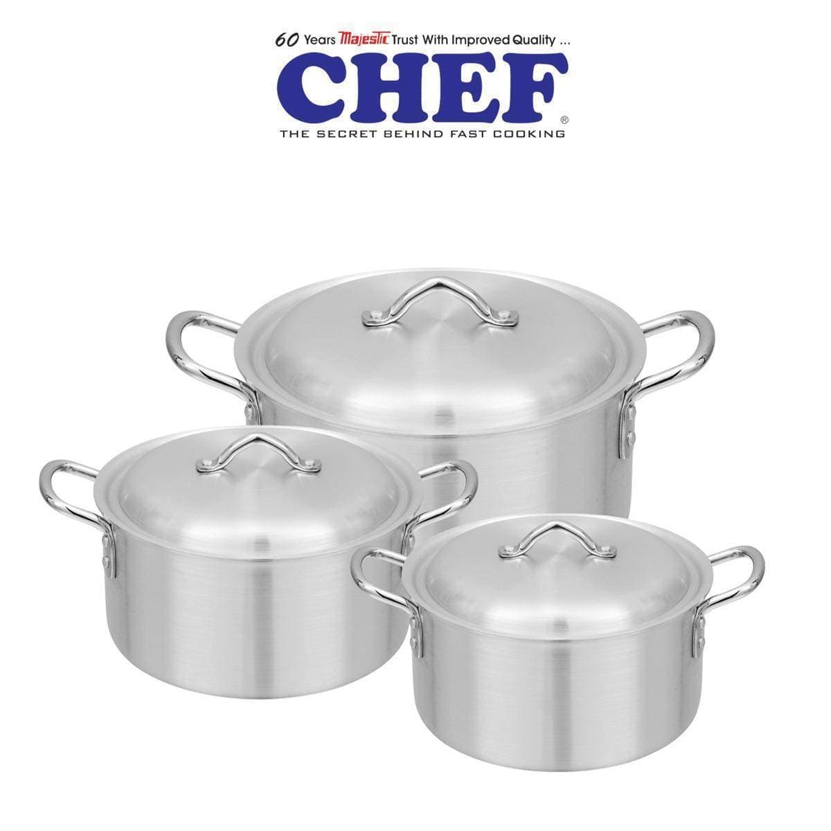 Chef Casserole/Patila/Deghcha/Cooking Pan Set 3 Piece 20cm To 24cm - Mf-105