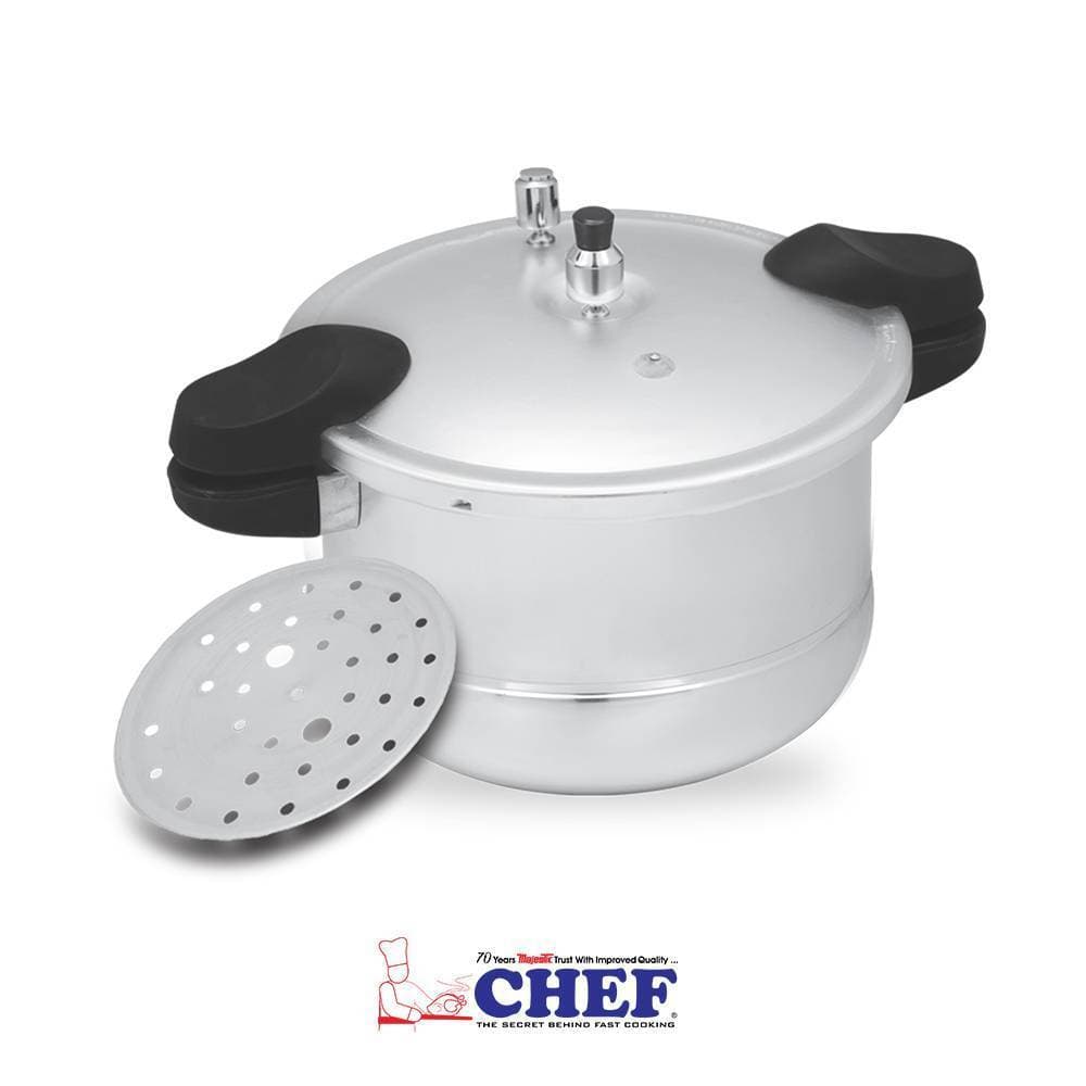 Chef Sleek Handle Aluminum Pressure Cooker With Steam Roaster 1205 - 11 liter