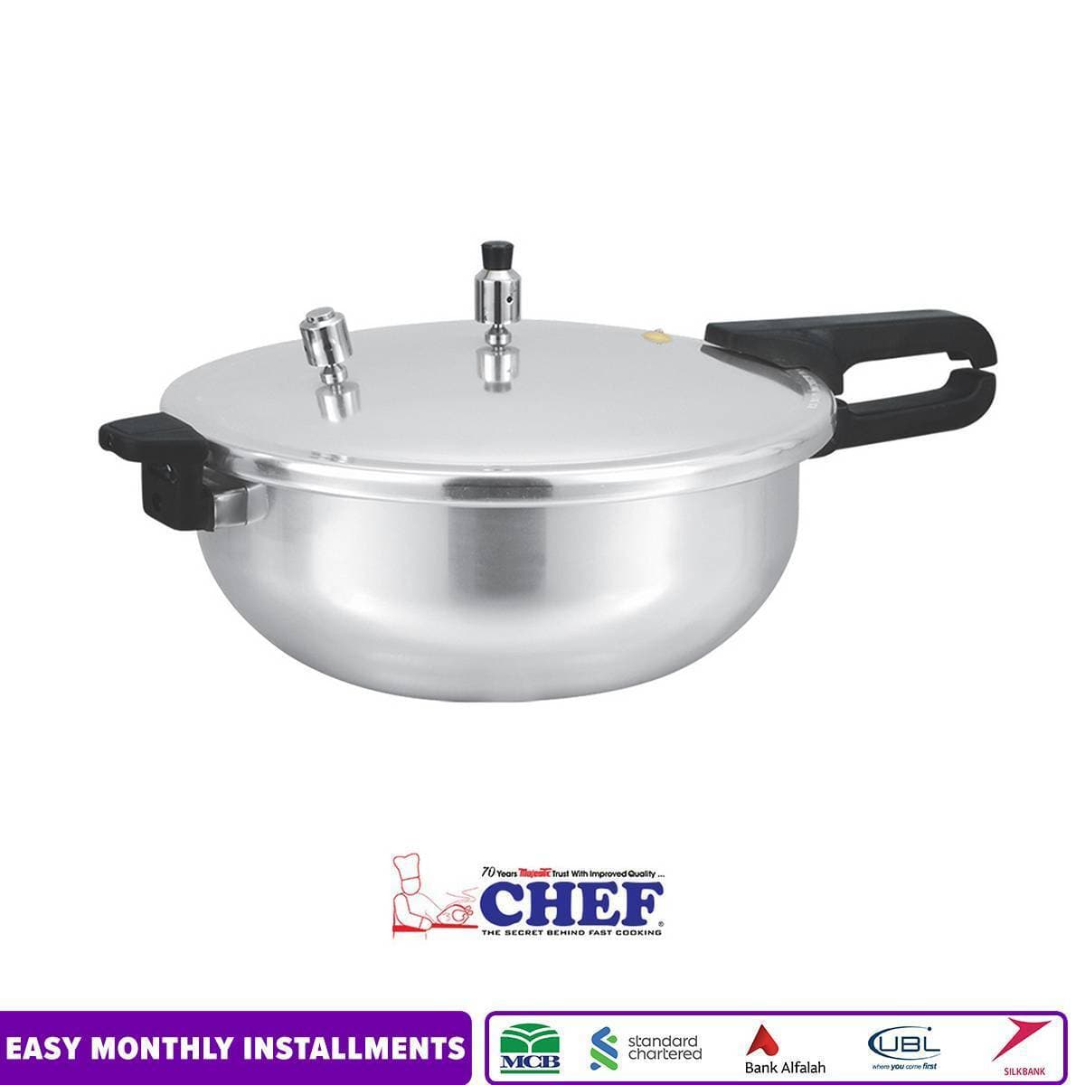 Chef Pressure Cooker Karahi Aluminum 2 In 1 - 11 Liter