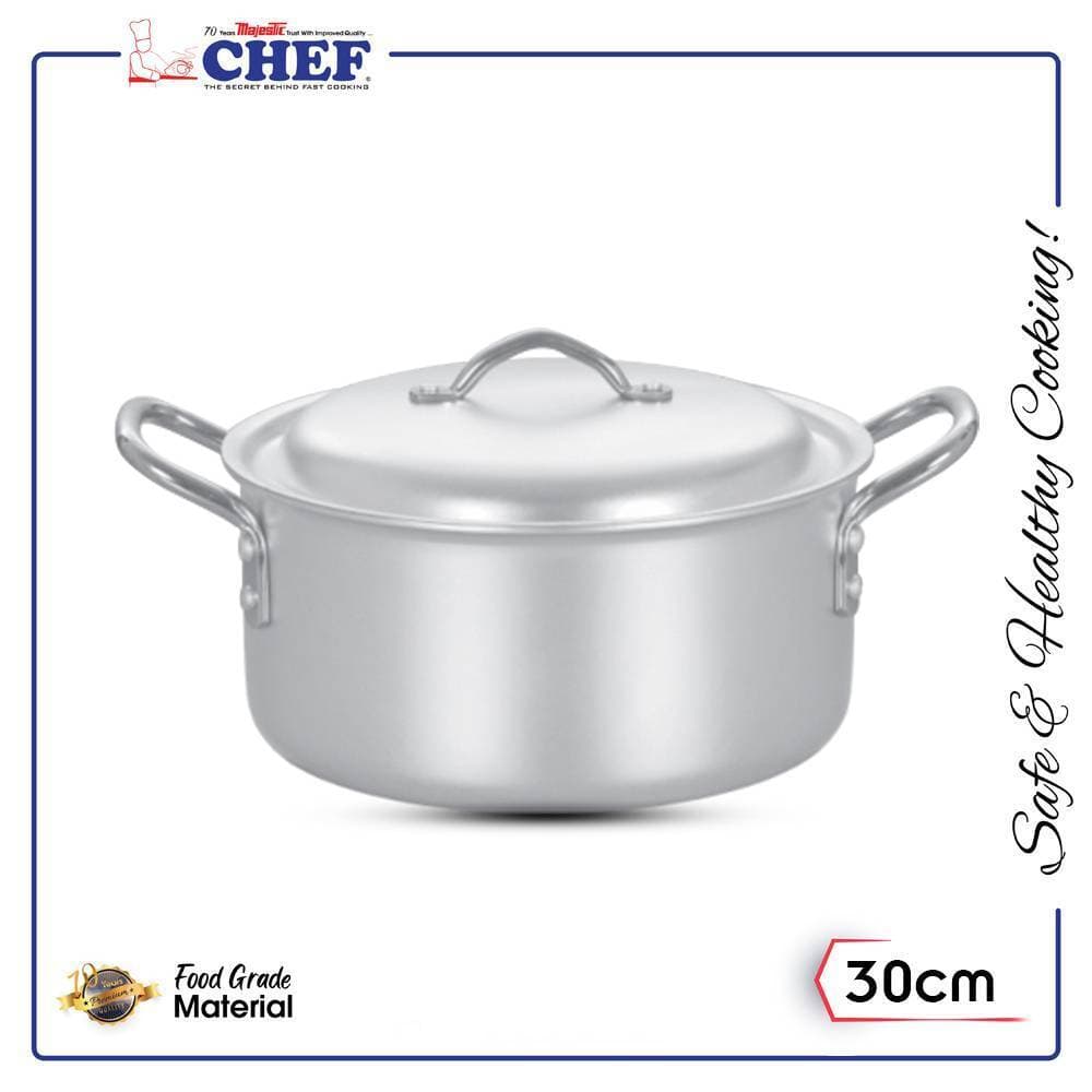 Chef Dull Finish Cooking Pan Pot/Casserole/Deghchi - 30 Cm