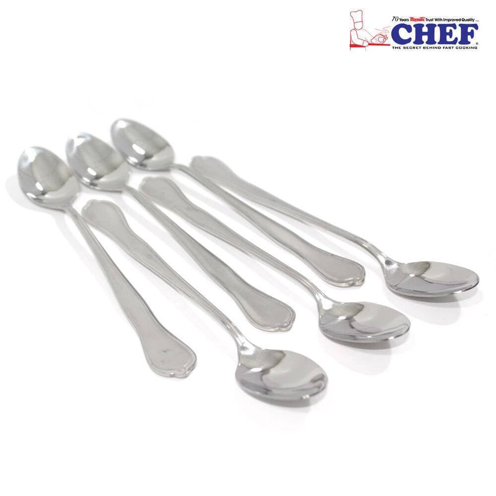 Chef Stainless Steel Table Spoon 6 Pieces Set For Dessert And Ice Cream