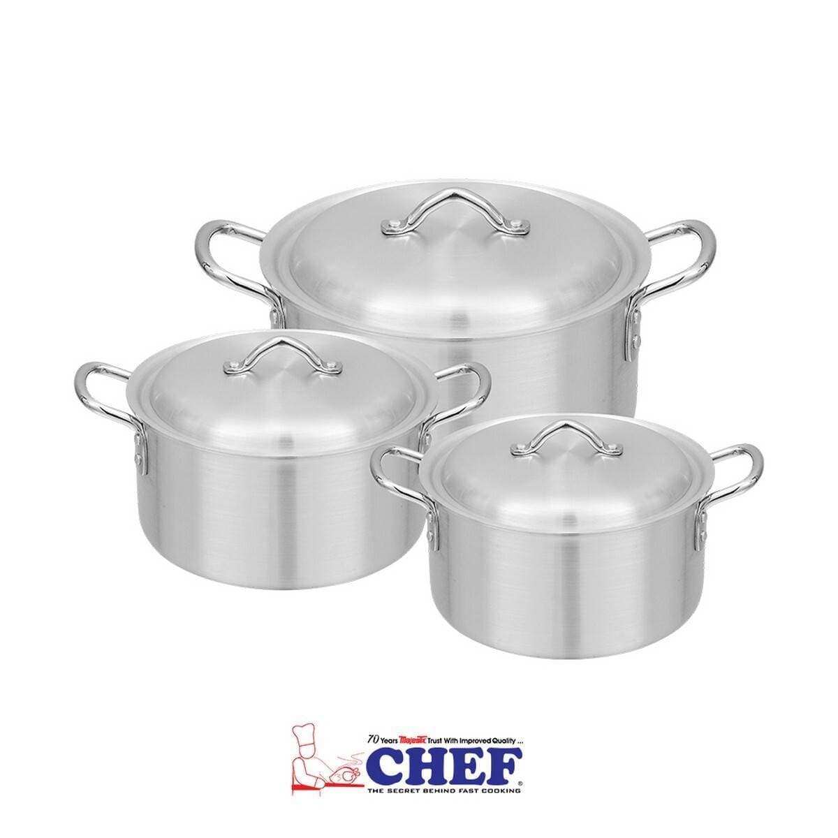 Chef Metal Finish 3 Piece Casserole Set 32/36 Cooking Pan