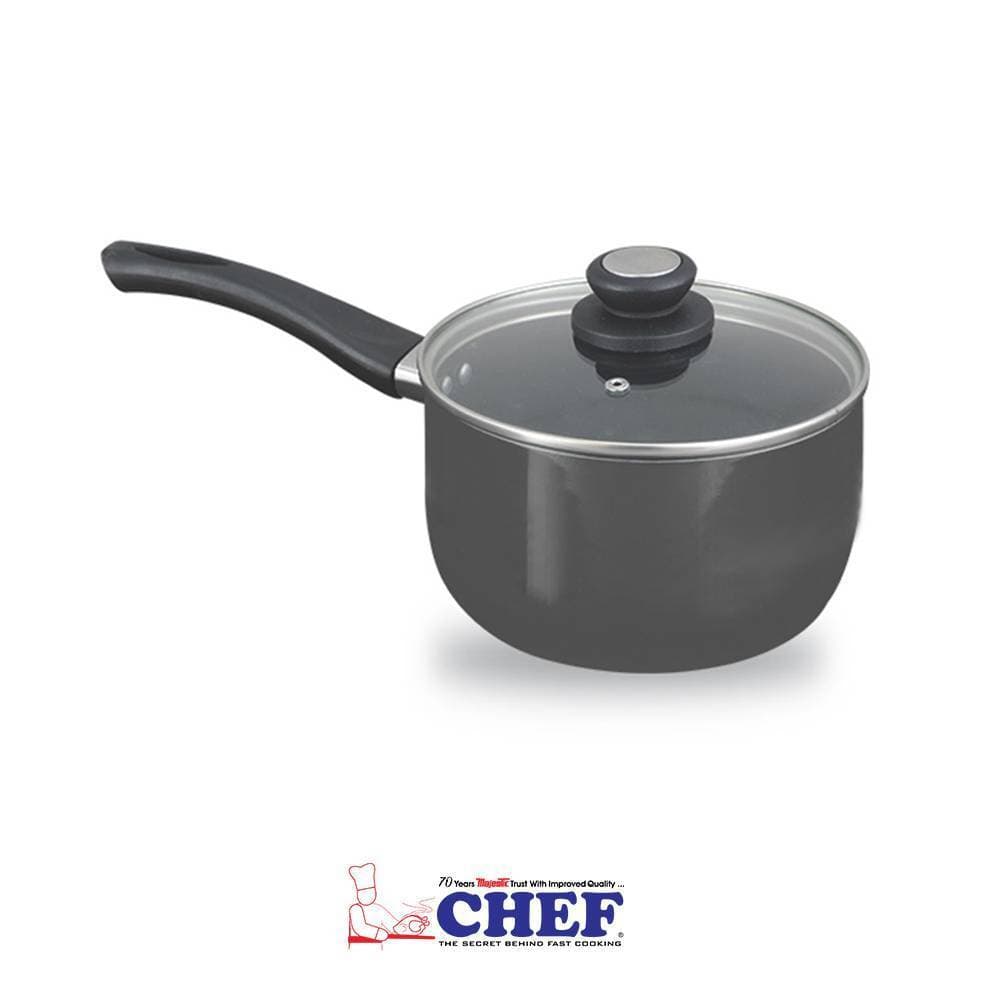 Chef Non-Stick Sauce Pan With Glass Lid - 20 Cm