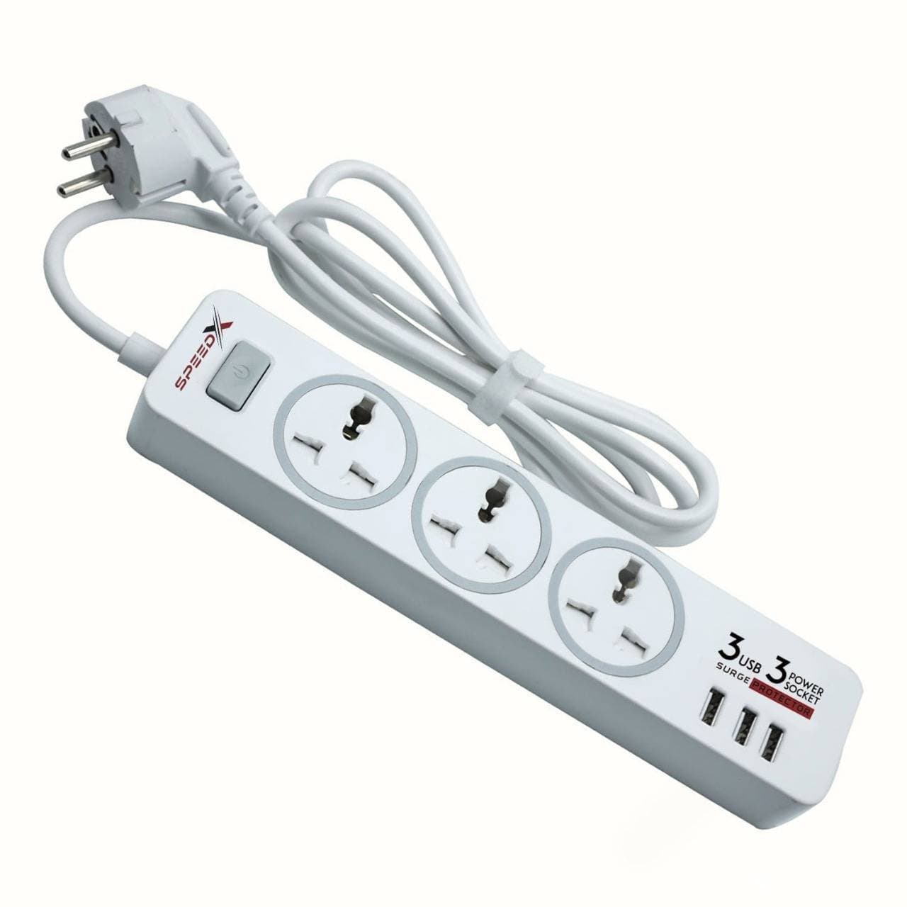 Speed-X303Pu Premium Portable Power Strip 3Socket+3Usb Port