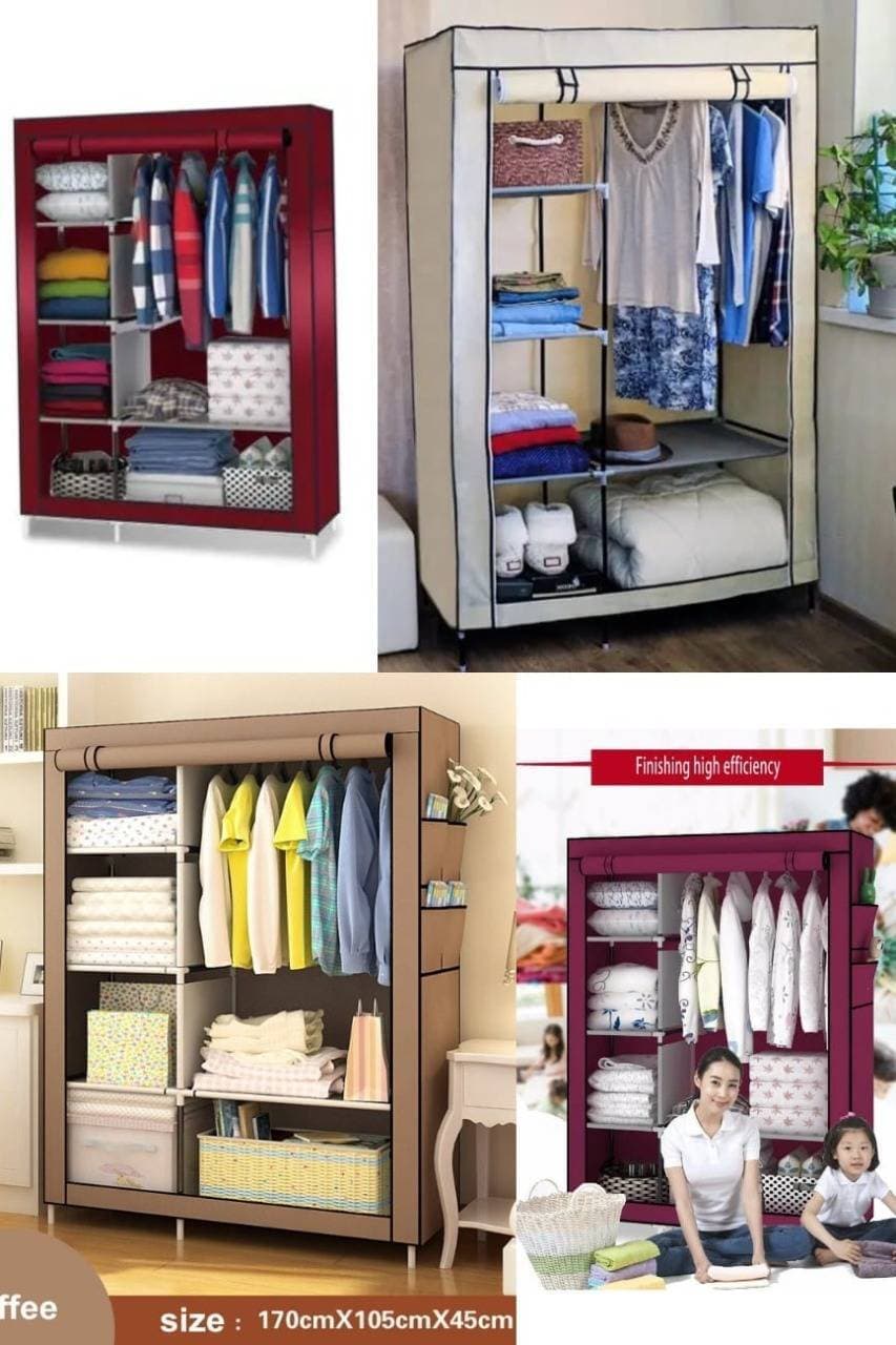 Wardrobe Foldable And Movable Cloth/Fabric Wardrobe With Zip Up Collapsible Cupboard
