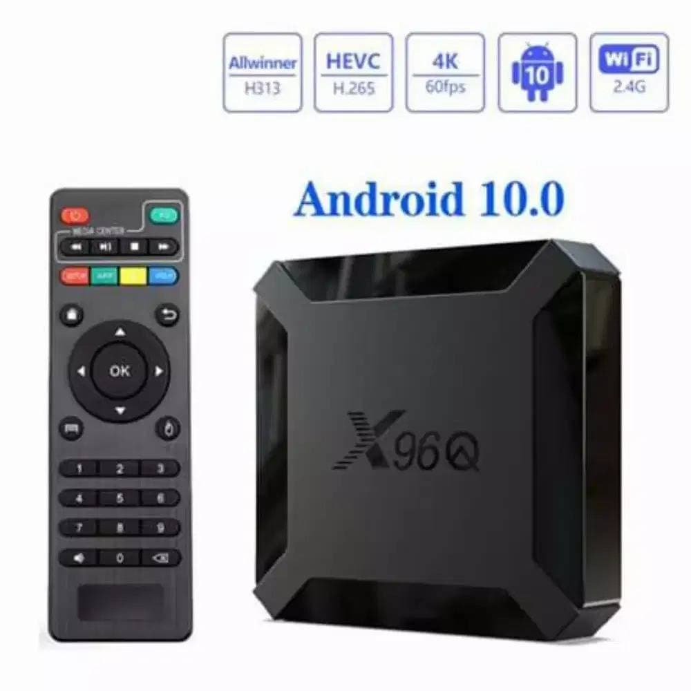 Smart Box X96Q Mini Quad Core 2G+16G 4K 60Fps Andriod 10V -  Black Colour