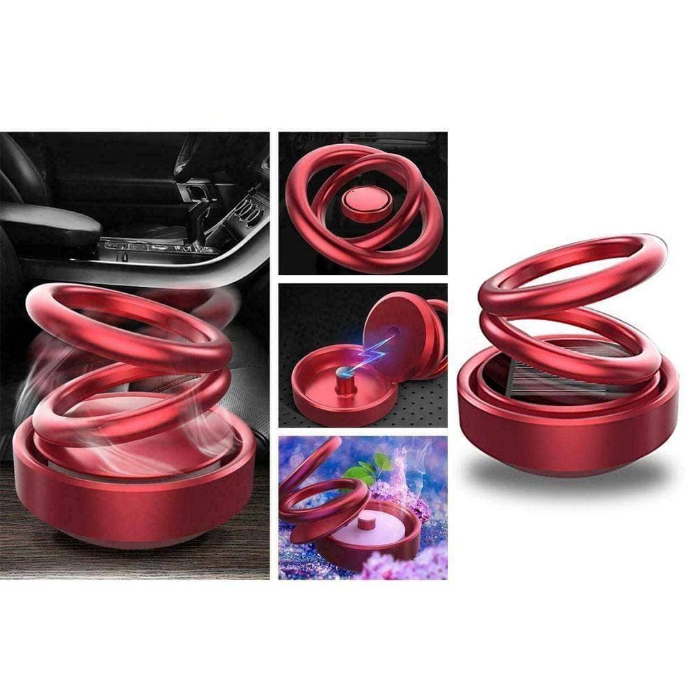 Fancy Spiral Double Ring Rotating Car Perfume Air Freshener For Dashboard Multi Color | Solar Perfume For Car Dashboard