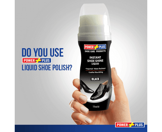 Power Plus Instant Shoe Shine Liquid Black 75Ml Power Plus Block Shoe Polish Liquid