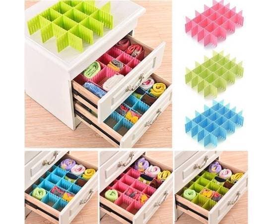 New Adjustable Drawer Organizer Board - Storage Boxes Organizer - Home Decor - Box Divider Adjustable Stretchable Interlocking Plastic Drawer Divider Assorted Colors