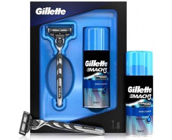 Gillett Fusion 5 Razor And Mach 3 Shaving Gel Gift Box Gillette Mach 3 Men'S Razor & 75Ml
