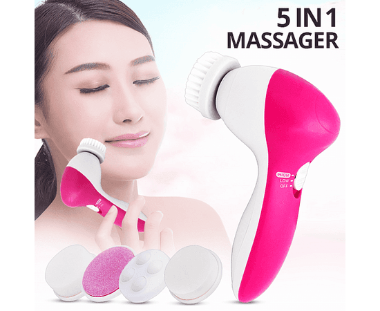 5 In 1 Electric Facial Cleaner, Face Skin Care Tools Brush Massager, Scrubber, Dead Skin Remover Cleaning Device. Ae-8782