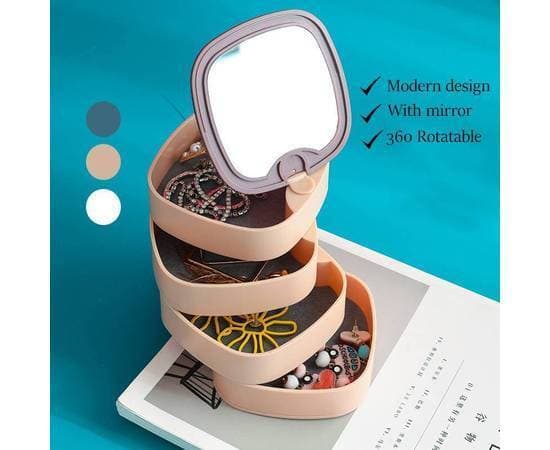4 Layer 360 Degree Rotating Jewelry Storage Box, Jewelry Organizer Box, Rotatable Jewelry Box
