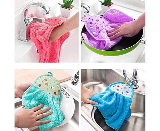 Soft Absorbent Microfiber Hanging Kitchen Cleaning Towel - 1 Piece