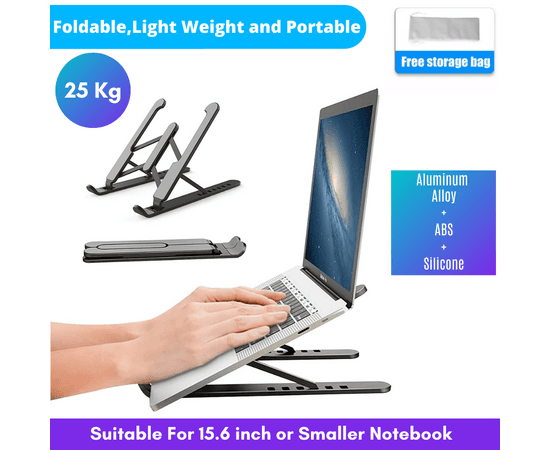 Laptop Stand Portable Foldable Height Adjustable Notebook Computer Stand Hollow Design Alloy Abs Silicone Laptop Holder