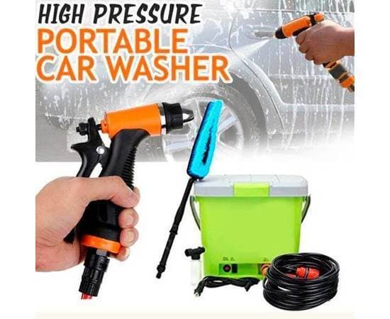 New Portable High Pressure Car Washer Highest Quality ABS Plastic material Large Tank Capacity of 16 Liters 12 V Car Cigarette Lighter Connector 40 Watts motor powered diaphragm pump With speed and spray regulator